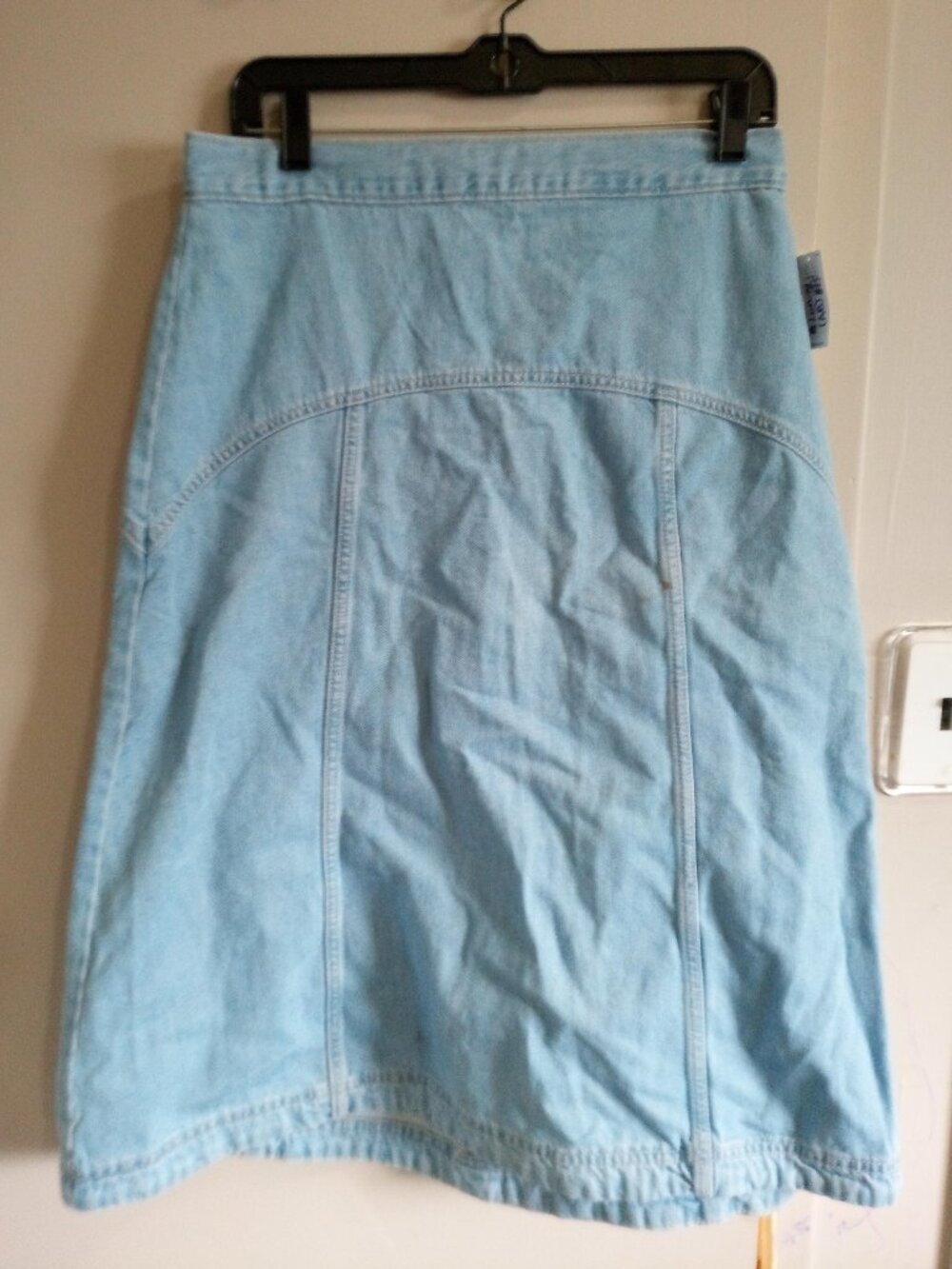 Denim Hi-rise midi skirt